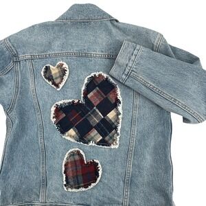 Levi Strauss Denim Trucker Jacket‎ Custom Heart Patches Size S